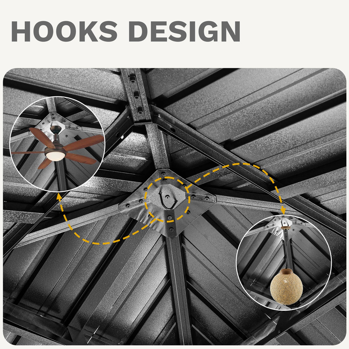 DWVO 10x10ft Hardtop Gazebo Double Roof with Nettings and Curtains, Heavy Duty Galvanized Steel Outdoor Vertical Stripes Roof for Patio, Backyard, Deck, Lawns, Grey DWVO