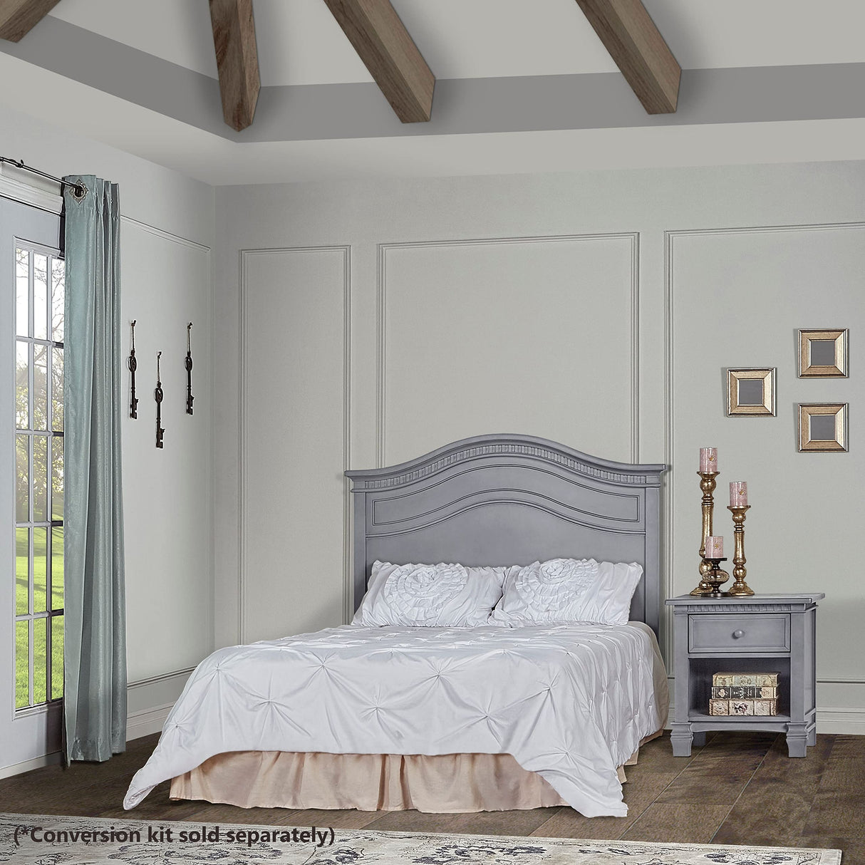 Evolur Cheyenne 5 in 1 Full Panel Convertible Crib, Storm Grey 58.25x31.25x53 Inch (Pack of 1) Evolur