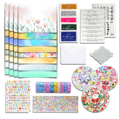 Card Making Supplies, Card Making Kit For Adults And Kids, 32 Blank Greeting Cards & Envelopes With Reusable Stamps DIY Greeting Card Set - Thank You Birthday Mother's Day Christmas Congradulation