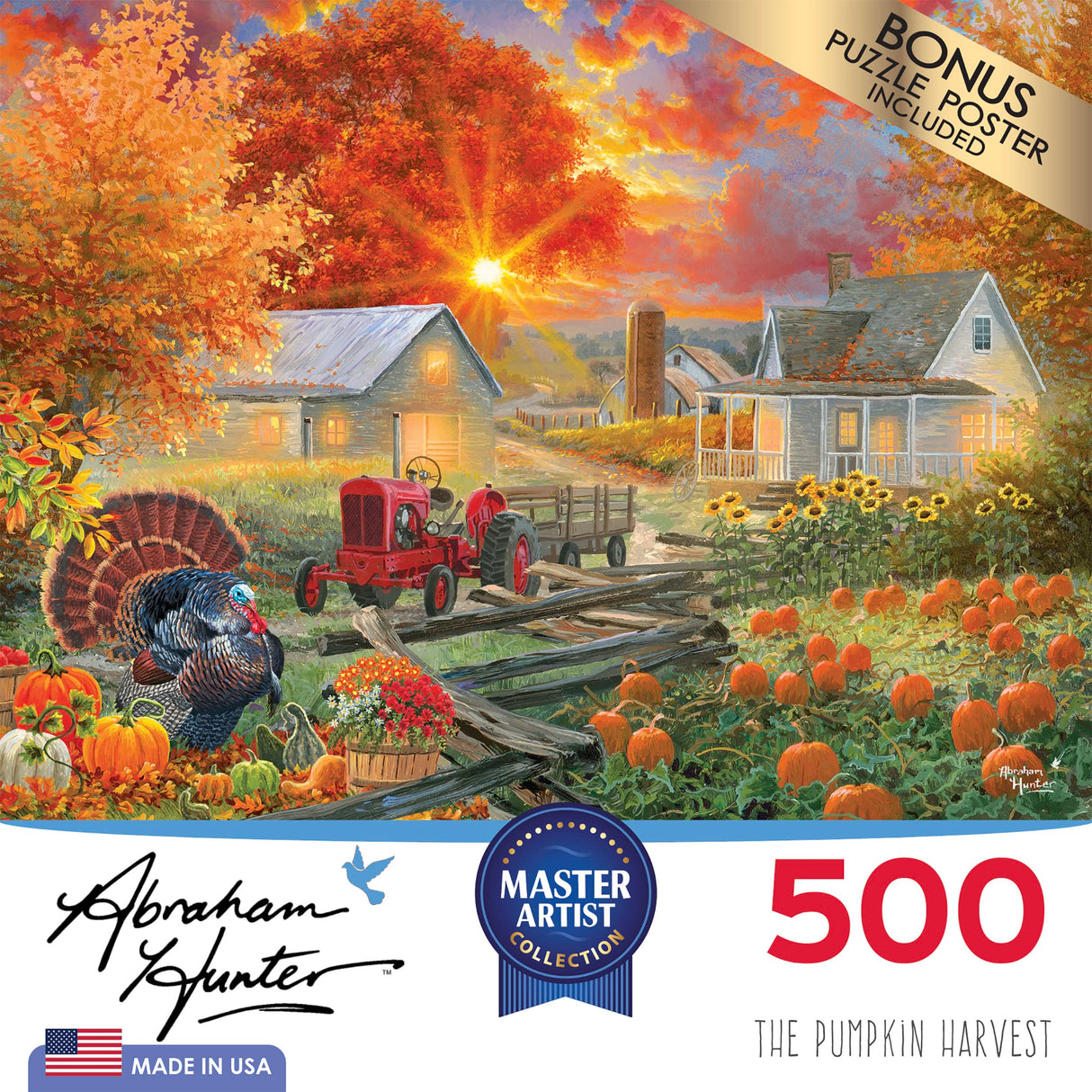 RoseArt - Abraham Hunter - The Pumpkin Harvest - 500 Piece Jigsaw Puzzle for Adults RoseArt