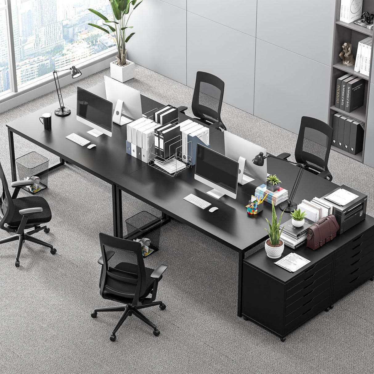 ZenStyle Computer Desk 55" Large Office Desk Computer Table Laptop PC Simple Study Writing Desk for Home Office, Black ZenStyle