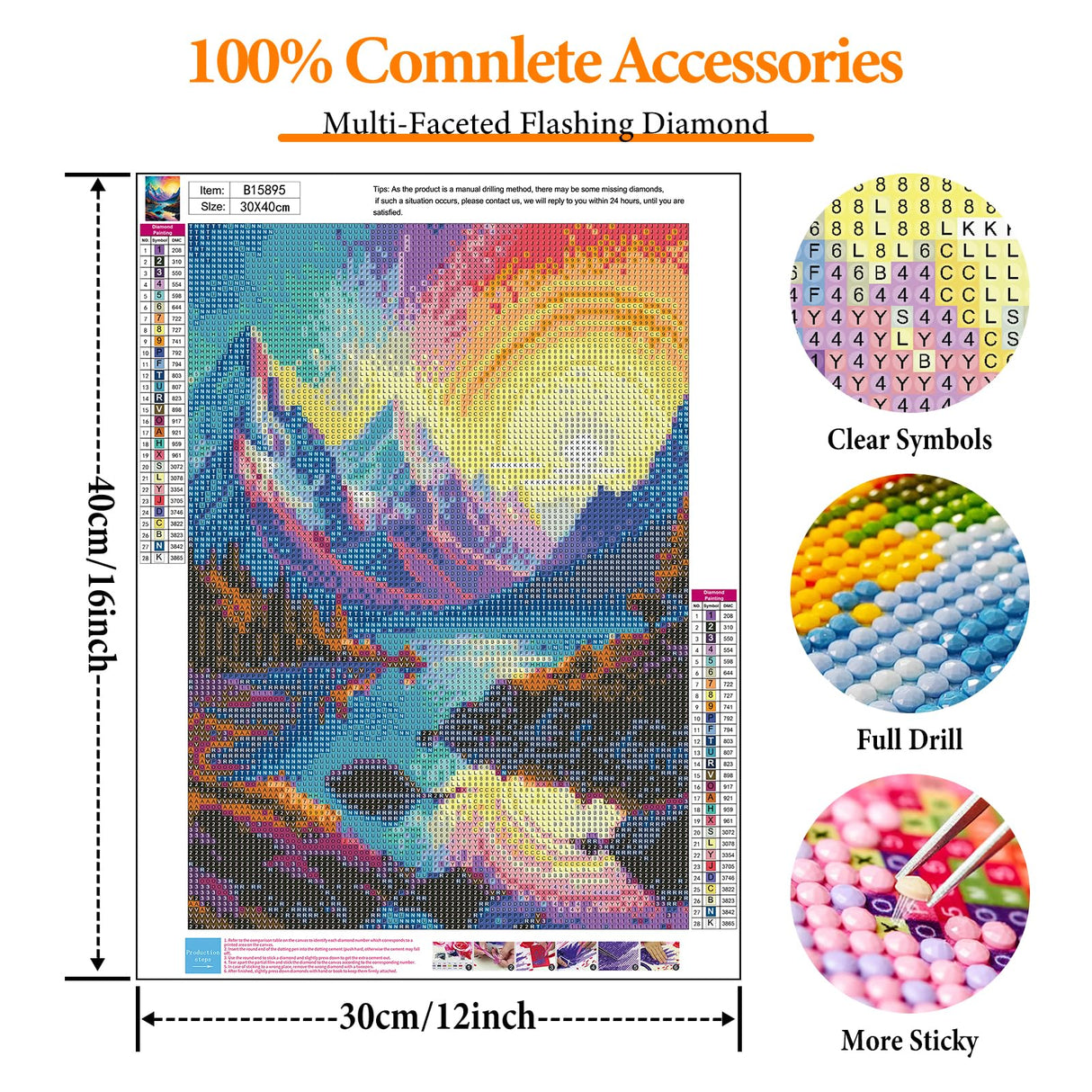 Offito Rainbow Sunset Diamond Art Kits for Adults, Mountains Lake Diamond Painting Kits for Beginners, Fantasy Landscape DIY Full Drill Dots Gem Art Paint for Home Wall Decor 12 x 16 Inch Offito