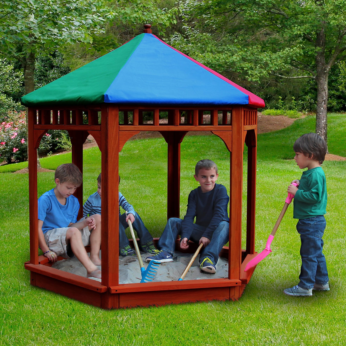 Gorilla Playsets 02-2023 Play-Zee-Bo Sandbox Gazebo with Canopy Roof Gorilla Playsets