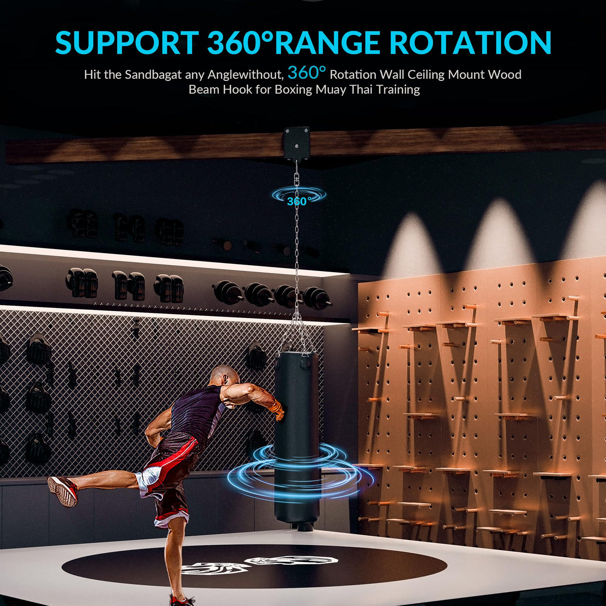 1200lb Heavy Punching Boxing Bag Hanger, 360° Beam Punching Bag Hanger, Rafter Heavy Bag Mount Hook, Punching Bag Mounting Bracket, Rotation Wall Ceiling Mount Bracket for Muay Thai,Yoga Swing,Hammock AIYOTAR