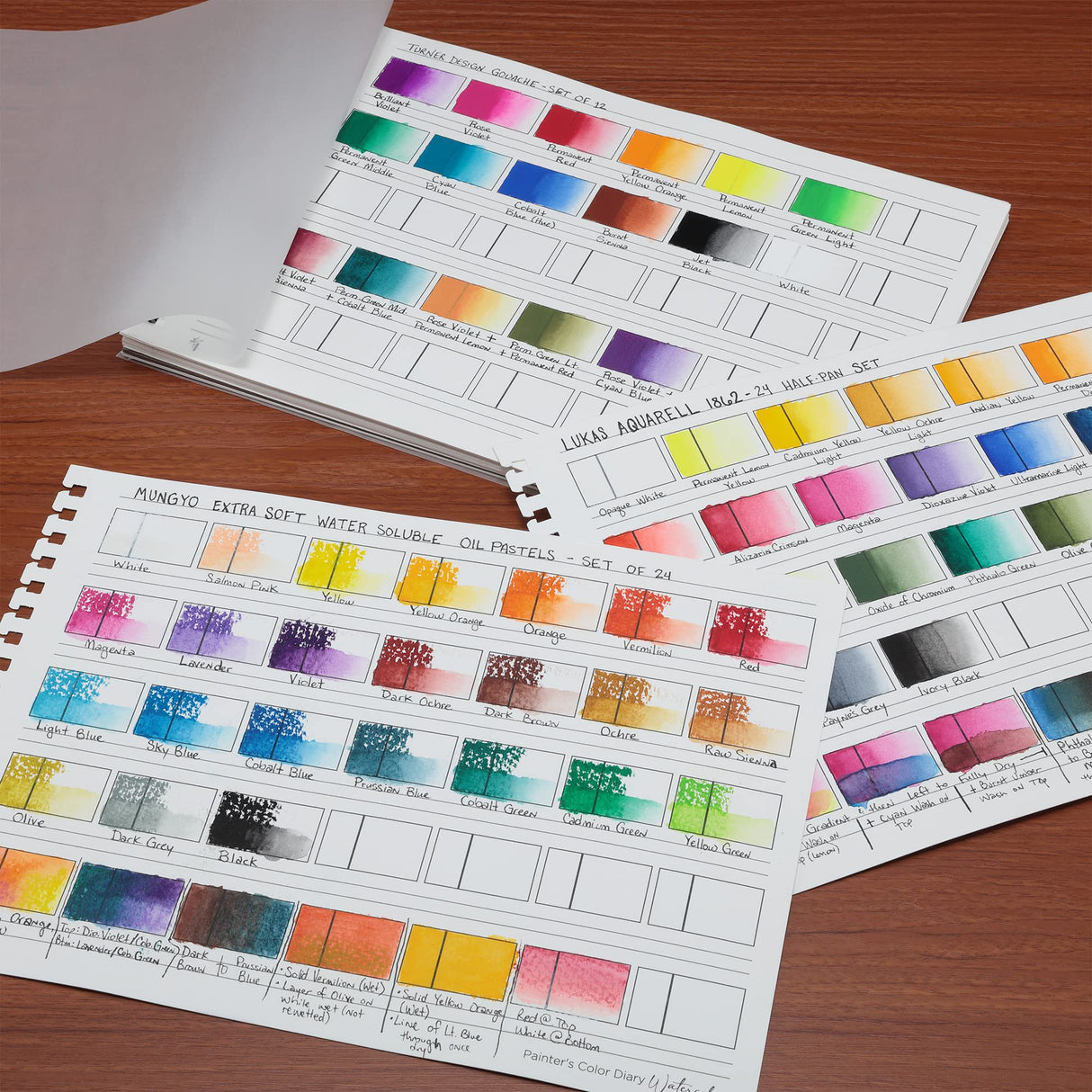 HG Art Concepts Painters Color Diary - 9x12", 140lb Spiral-Bound Acid-Free Color Swatch Book with 10 Pages for Watercolor & Mixed Media - Single HG Art Concepts
