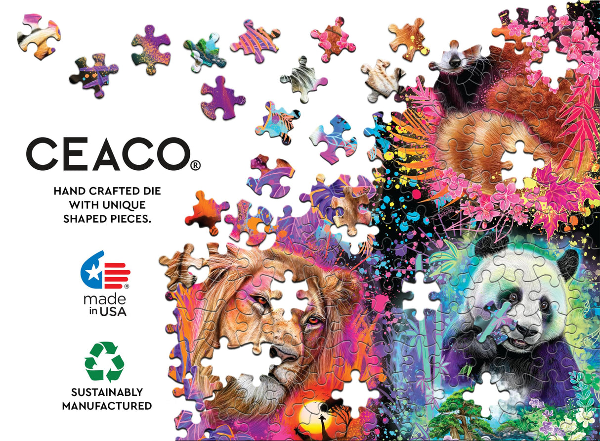 Ceaco - Glow in The Dark - Glowrious Animals Glow - 750 Piece Jigsaw Puzzle Ceaco