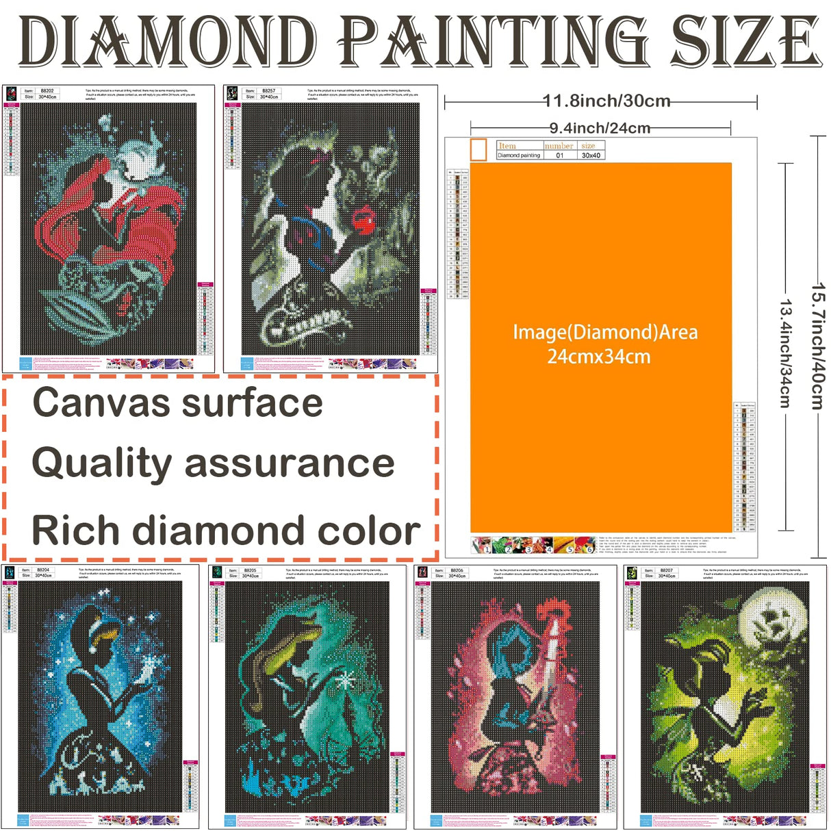 6 Sets Diamond Painting Kit, 5D Adult Diamond Art Circle Full Diamond Painting Kit, Diamond Digital Painting Kit, Gemstone Art Painting Kit, DIY Diamond Painting Beginner Kit (11.8x15.7 inches) GemZono