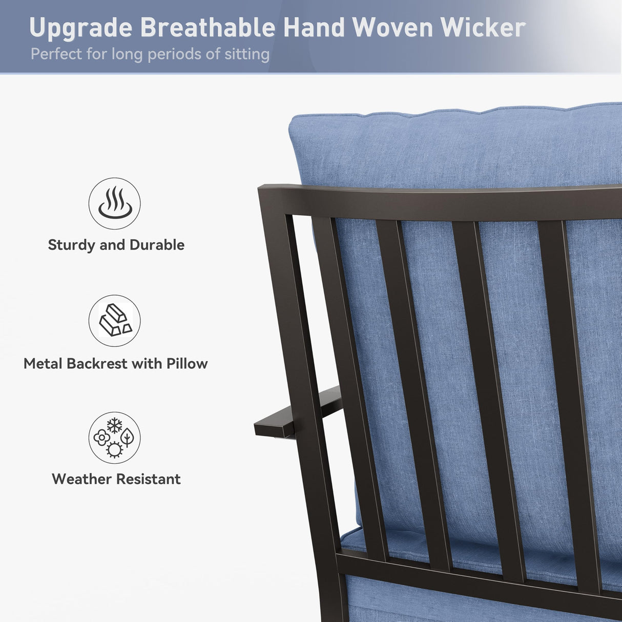 Kurapika 7 Piece Metal Outdoor Patio Furniture Set with 48" Round Fire Pit Table, Patio Conversation Sets 6 Fixed Chairs with Thick Cushion and 40000 BTU Propane Fire Pit Table, Navy Blue Kurapika