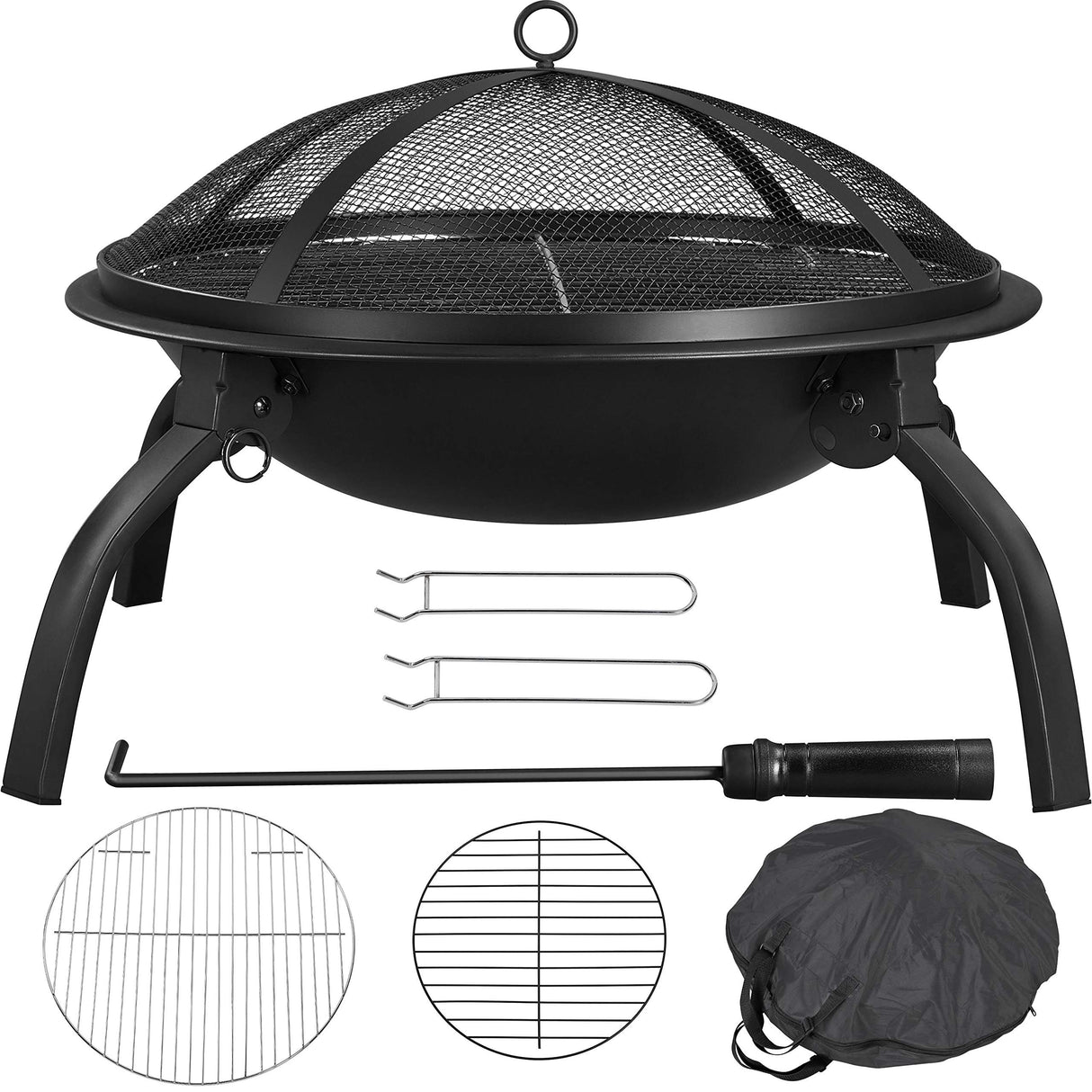 Yaheetech 21inch Fire Pit Portable Folding Steel Fire Bowl Garden Treasures Fire Pit for Outside Fireplace with Carrying Bag, Spark Screen, BBQ Grill & Log Grate for Patio Backyard Camping Bonfire Yaheetech