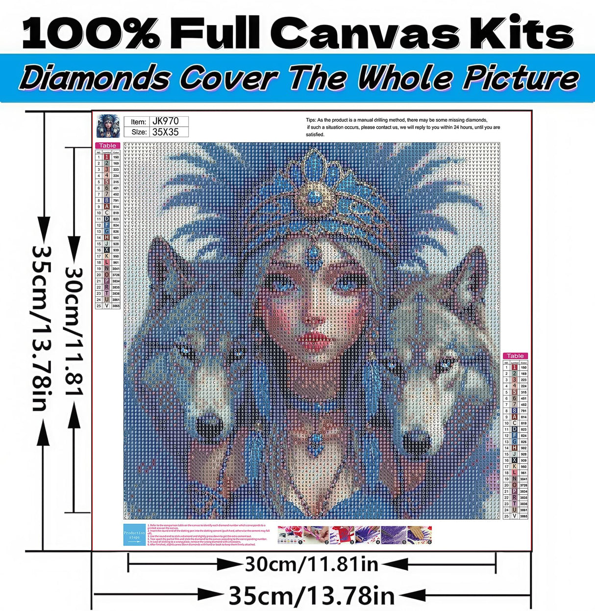 5D Diamond Art Kits for Adults Beginners, Young Woman and Wolves DIY Full Round Drill Diamond Painting Kits,Paint by Diamonds Dots Gem Art Easy,Home Wall Decor 14X14 Inch Acelii
