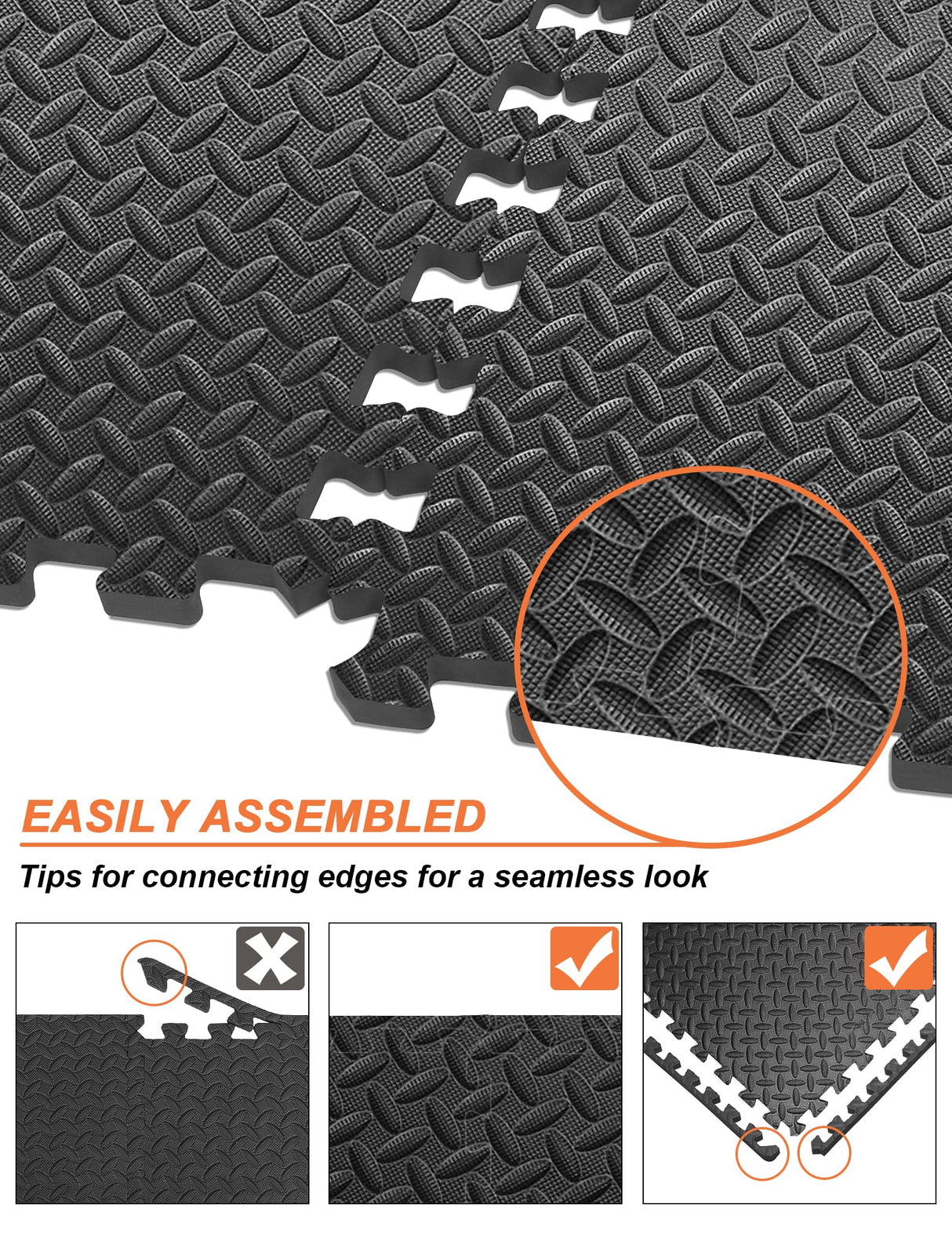 innhom Gym Flooring Gym Mats Exercise Mat for Floor Workout Mat Foam Floor Tiles for Home Gym Equipment Garage, 24 Pieces Black innhom