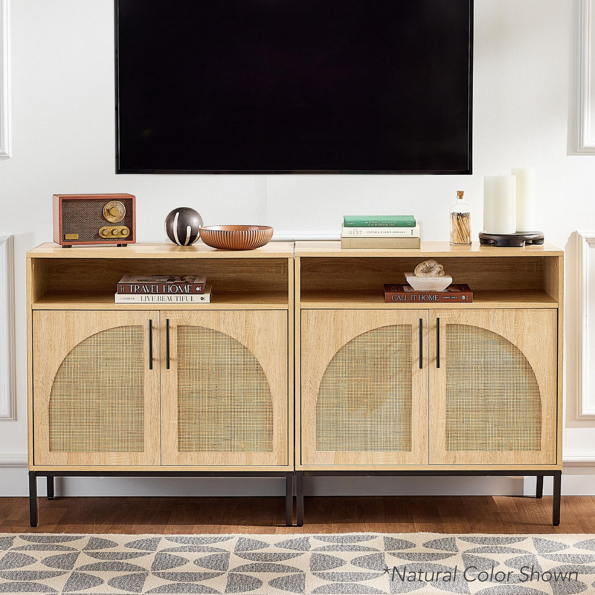 Best Choice Products Rattan Sideboard Buffet Cabinet, Entryway Table, Accent Storage Cabinet, Console Table for Hallway, Living Room, Dining Room - Brown Best Choice Products