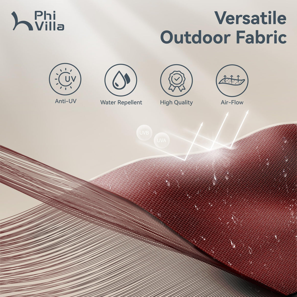 PHI VILLA 15ft Patio Umbrella Double-Sided Outdoor Market Extra Large Umbrella with Crank, Umbrella Base Included (Dark Red) PHI VILLA