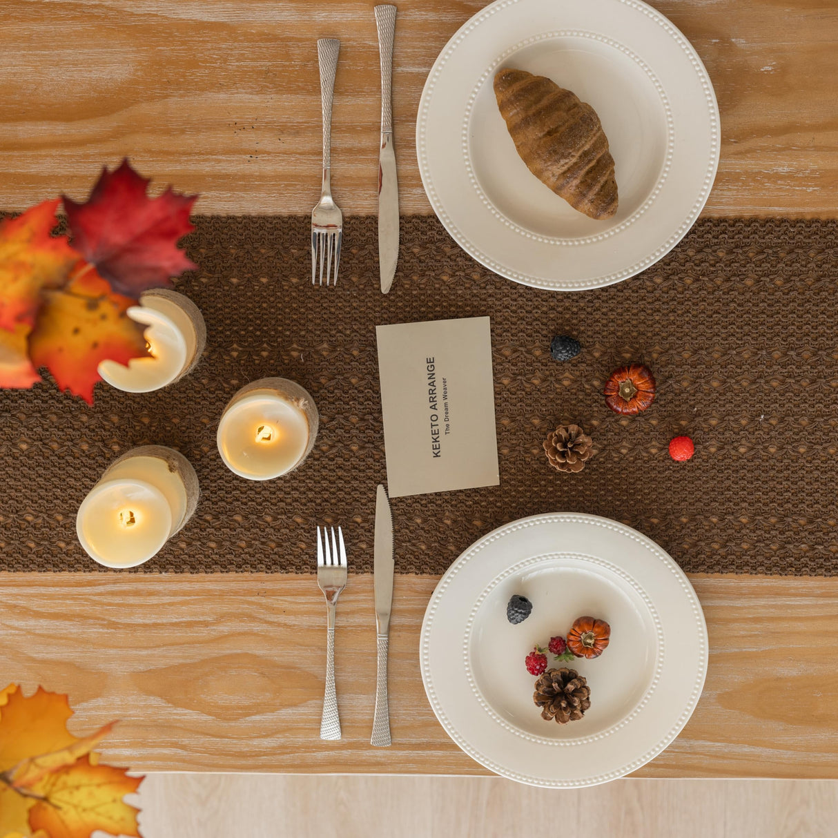 Keketoarrange Boho Brown Table Runner for Home Decor 12x72 Inches Farmhouse Macrame Burlap Jute Rustic Dining Kitchen Centerpiece Bohemian Decor French Country Baby Bridal Shower Decorations Keketoarrange