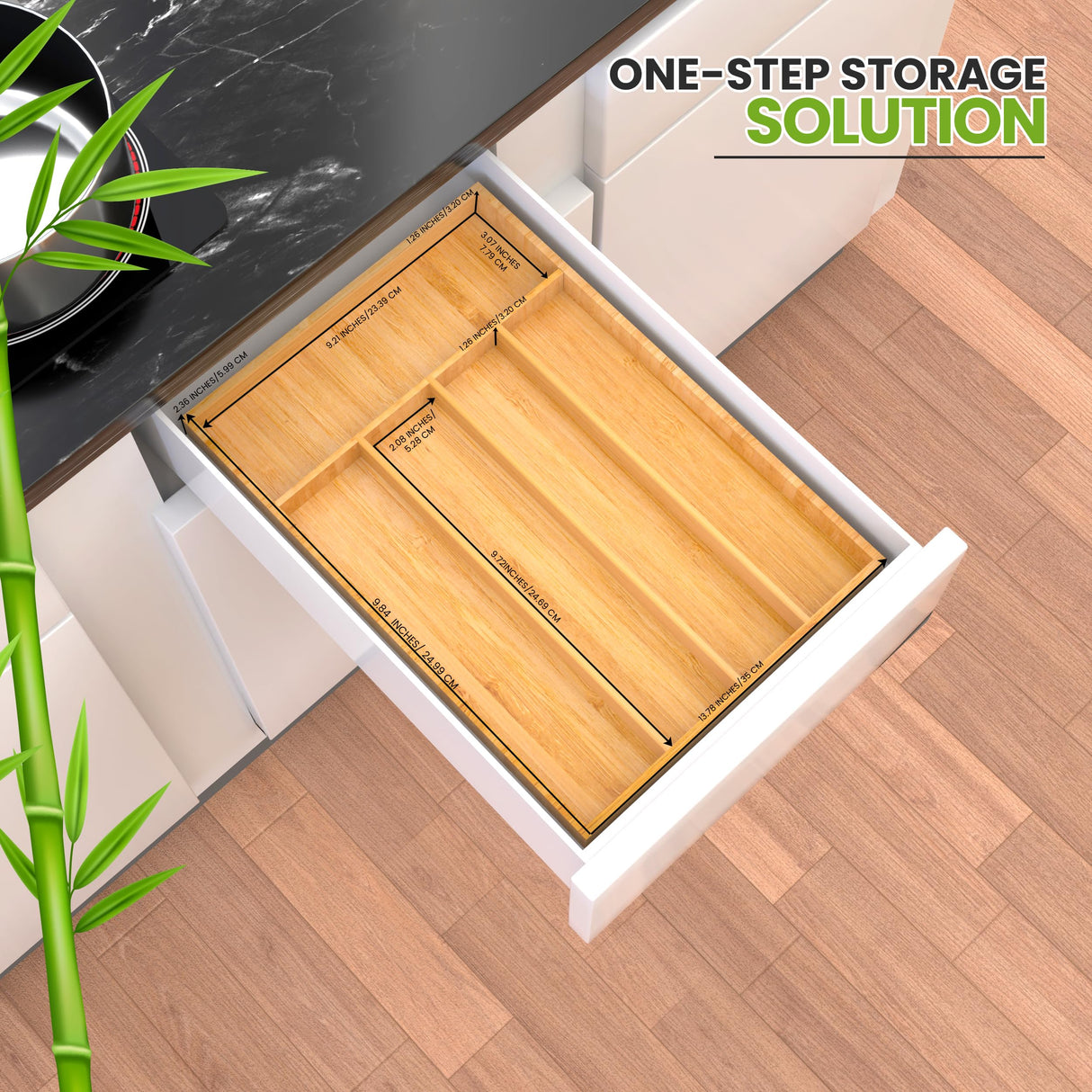 Utopia Kitchen Silverware Organizer, Bamboo Utensil Drawer Organizer for Cutlery, Utensils & Flatware (5 Compartment, Natural) Pack of 1 Utopia Kitchen
