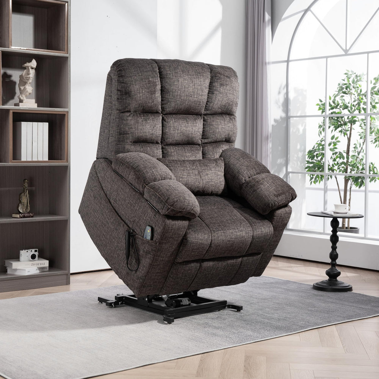 REHOUSING Oversized Power Lift Recliner Big Man 400lbs, Extra Wide Recliner Chair with Lifts Vertically for Elderly, Features Cup Holder, Heat and Massage, Zero Gravity Lay Flat for Adults (Grey) REHOUSING