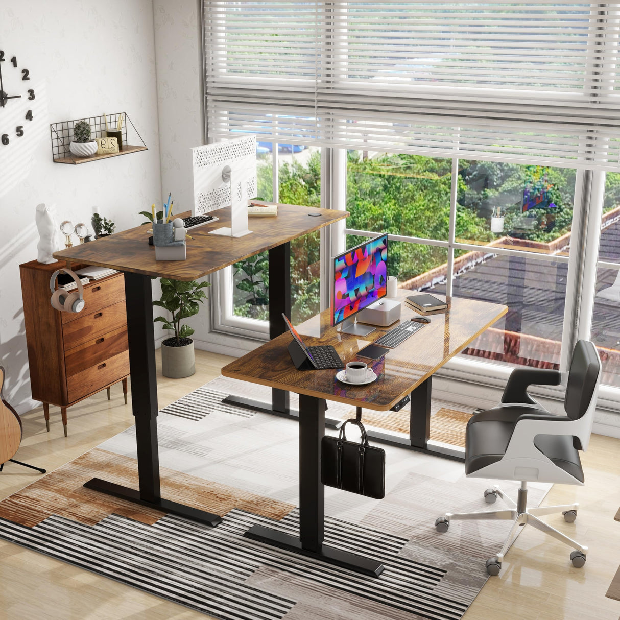 Win Up Time Standing Desk Adjustable Height- Whole Piece Desktop Stand Up Desk, Electric Standing Desk, Sit to Stand Desk for Home & Office Computer Desk Win Up Time