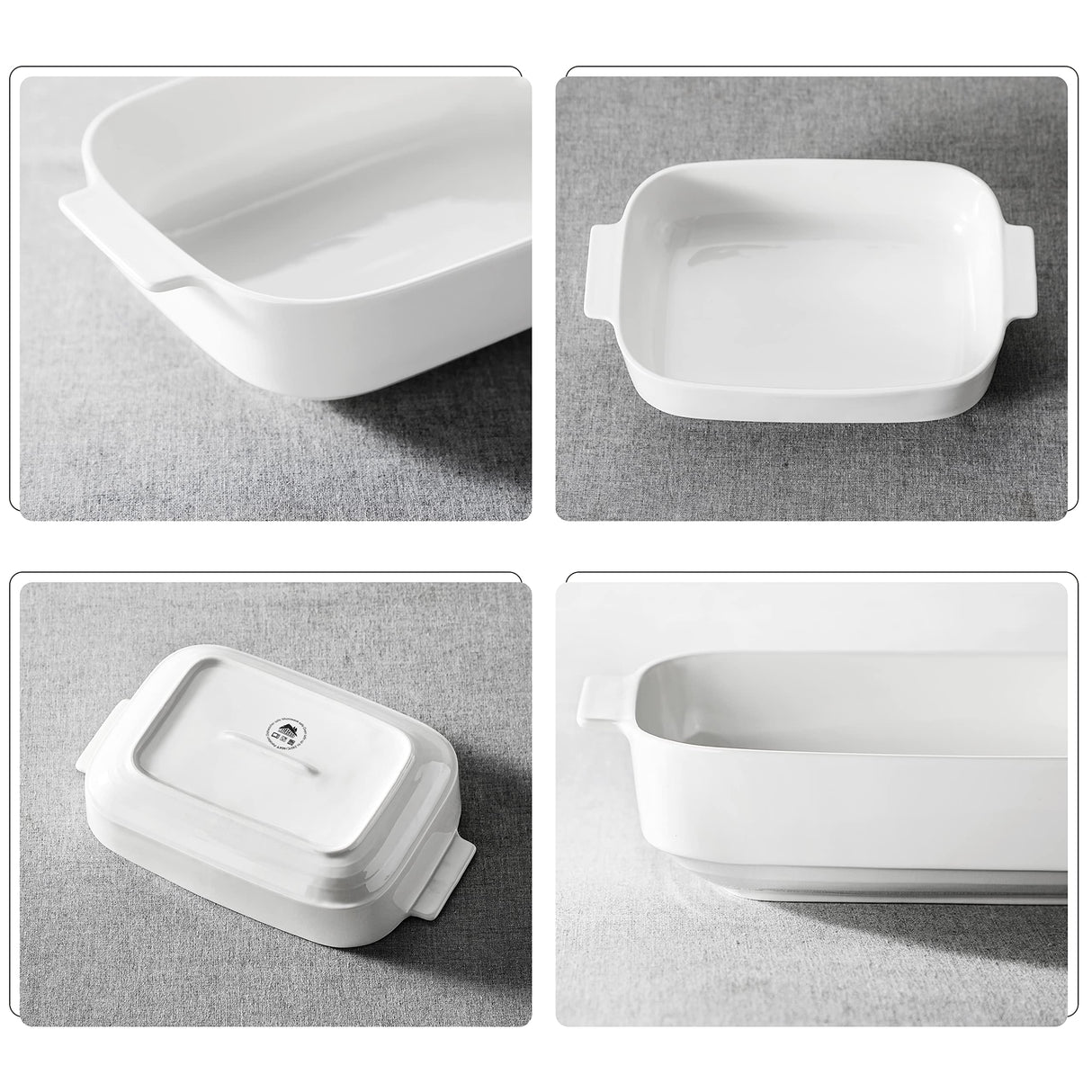MALACASA Casserole Dishes for Oven, Porcelain Baking Dishes Set of 3, Durable Casserole Dish Set Lasagna Pan Deep, Ceramic Bakeware Sets with Handles, White (13.8''/11.7''/9.4''), Series Bake MALACASA