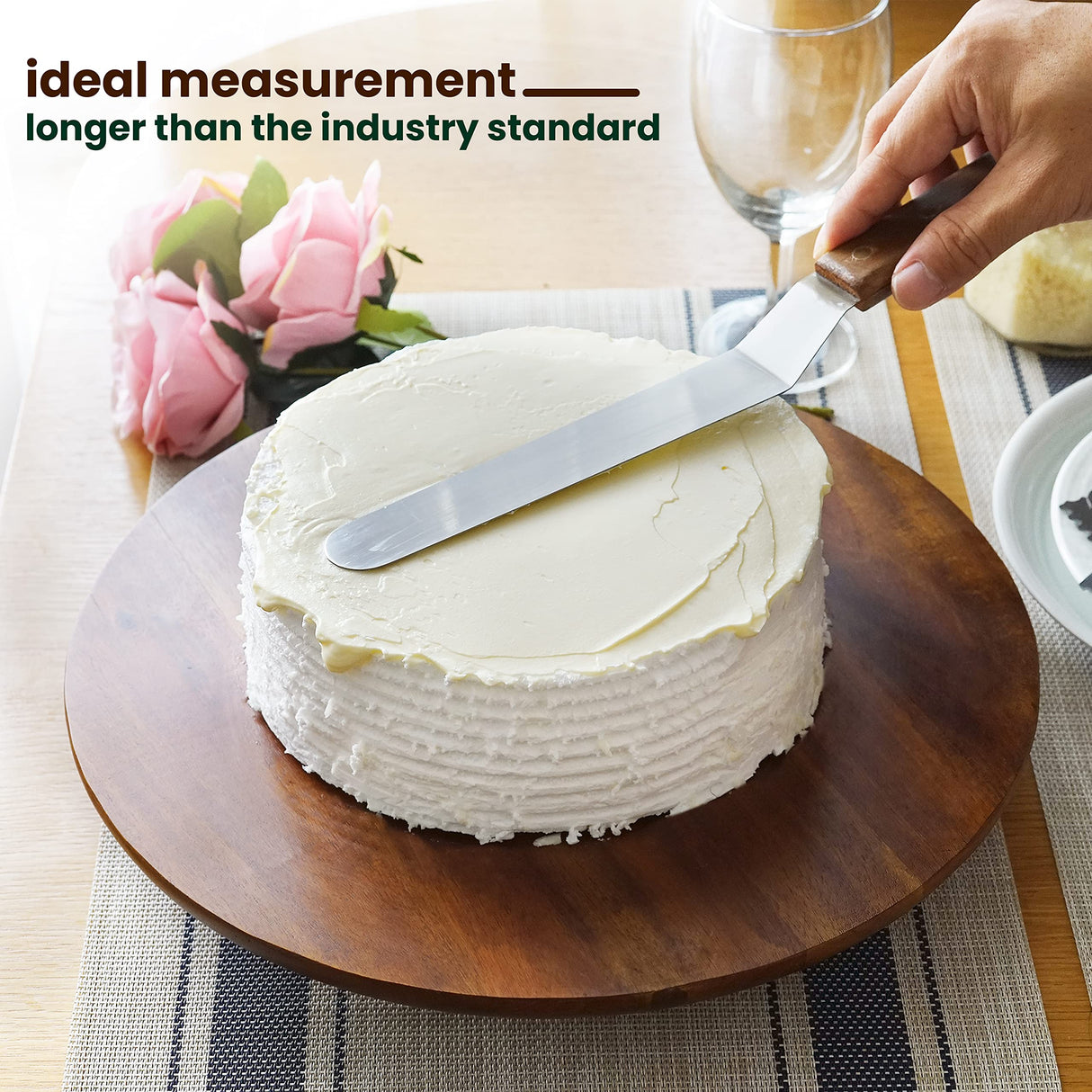 TIDITA 13" Acacia Cake Stand Rotating – Rustic Wood Turntable Pedestal Stands – Wooden Spinning Tables for Food Serving - Round Cake Decorating for Cupcake Dessert Display in Party, Wedding, Birthday Tidita