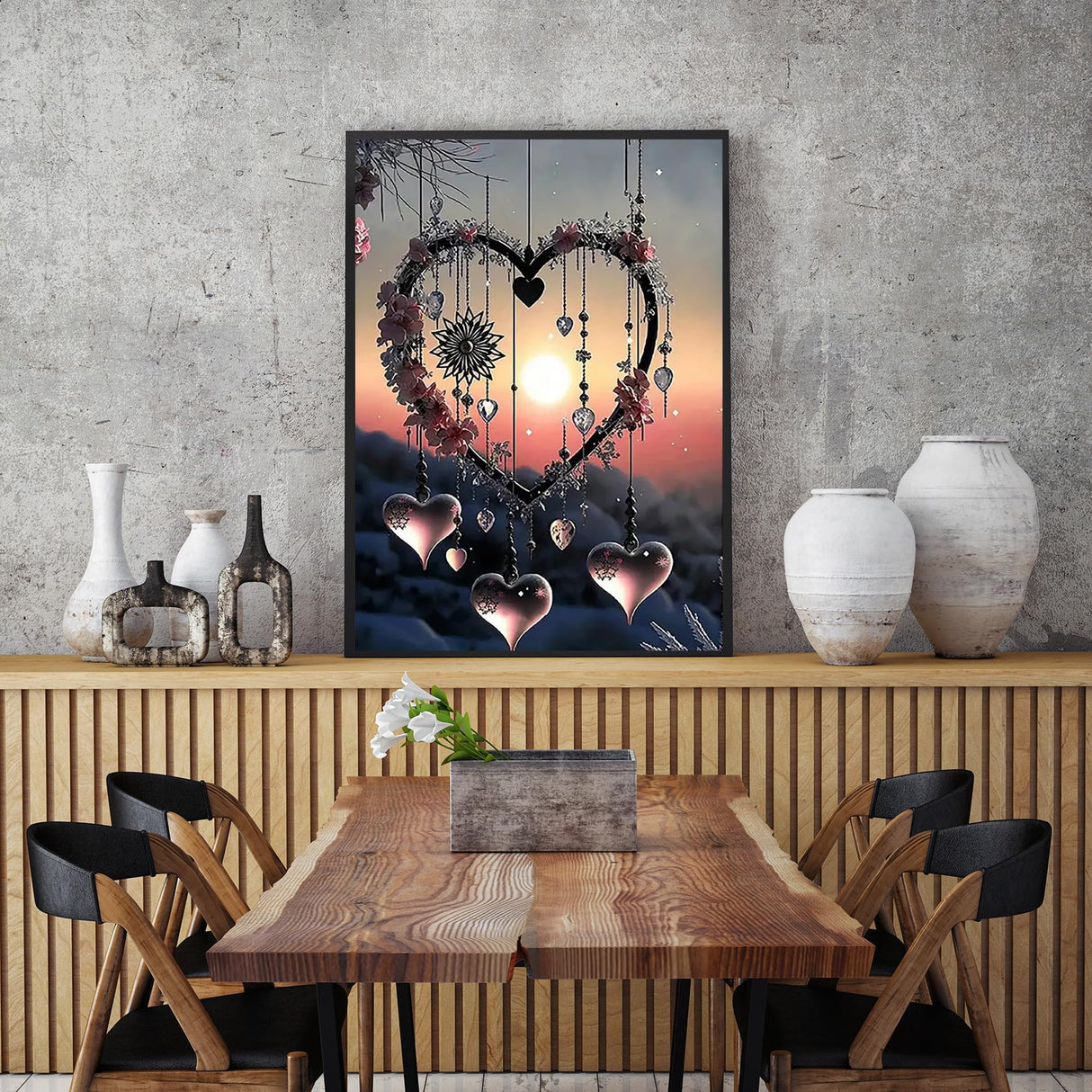 KINPLUB 5D Diamond Painting Kits for Adults, Love Heart Dream Catcher Diamond Art Kits for Adults Beginners, DIY Full Drill Round Diamond Dots, Home Wall Decor 12x16 Inch KINPLUB