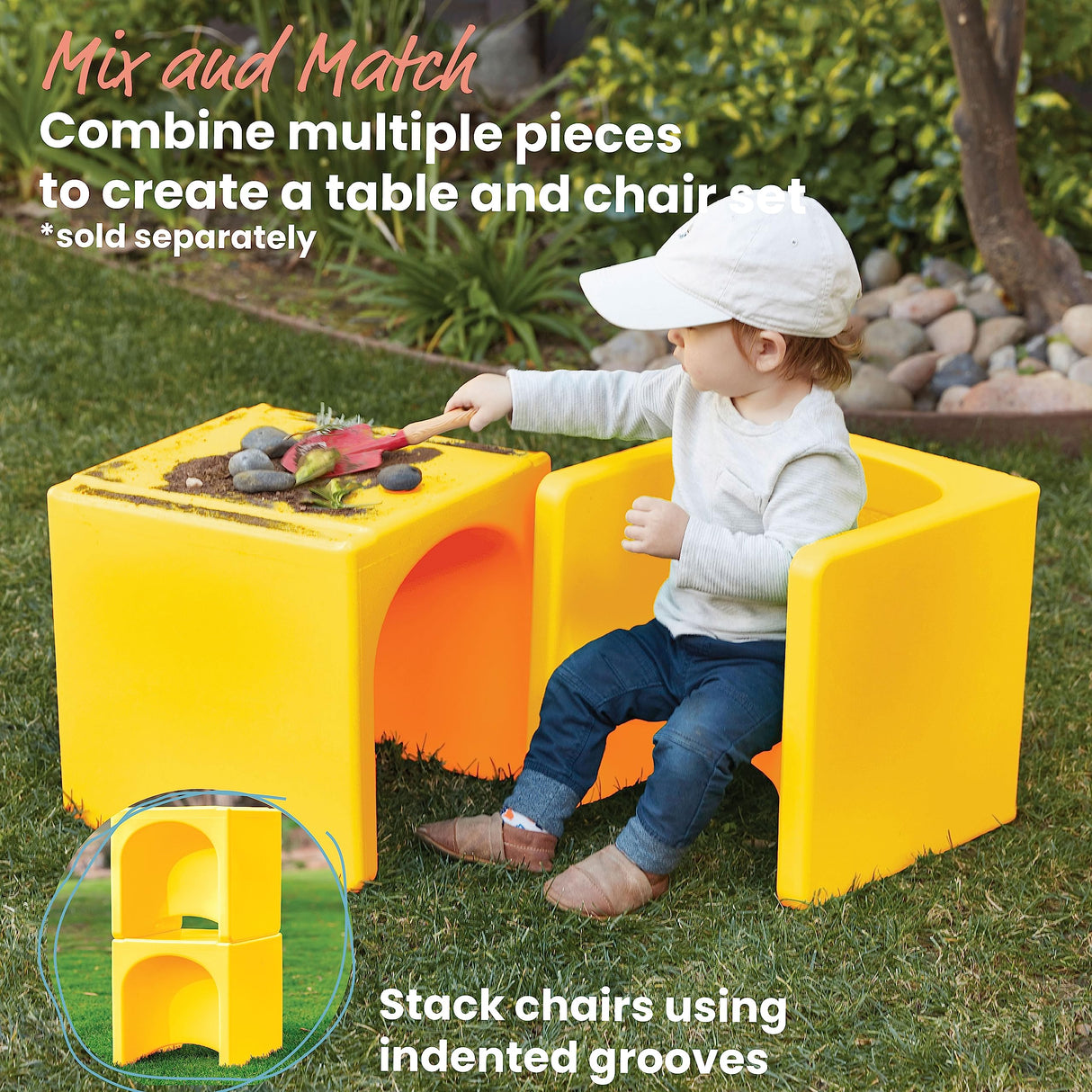 ECR4Kids Tri-Me 3-In-1 Cube Chair, Kids Furniture, Yellow ECR4Kids