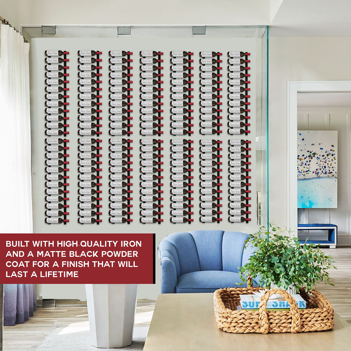 Luxinova Wine Rack Wall Mounted, Premium Black 12 Bottle Wall Wine Rack, Metal Wine Rack for Wine Display, Wall Racks for Wine Storage, Hanging Wine Shelf for Home Bar, All Mounting Hardware Included Luxinova