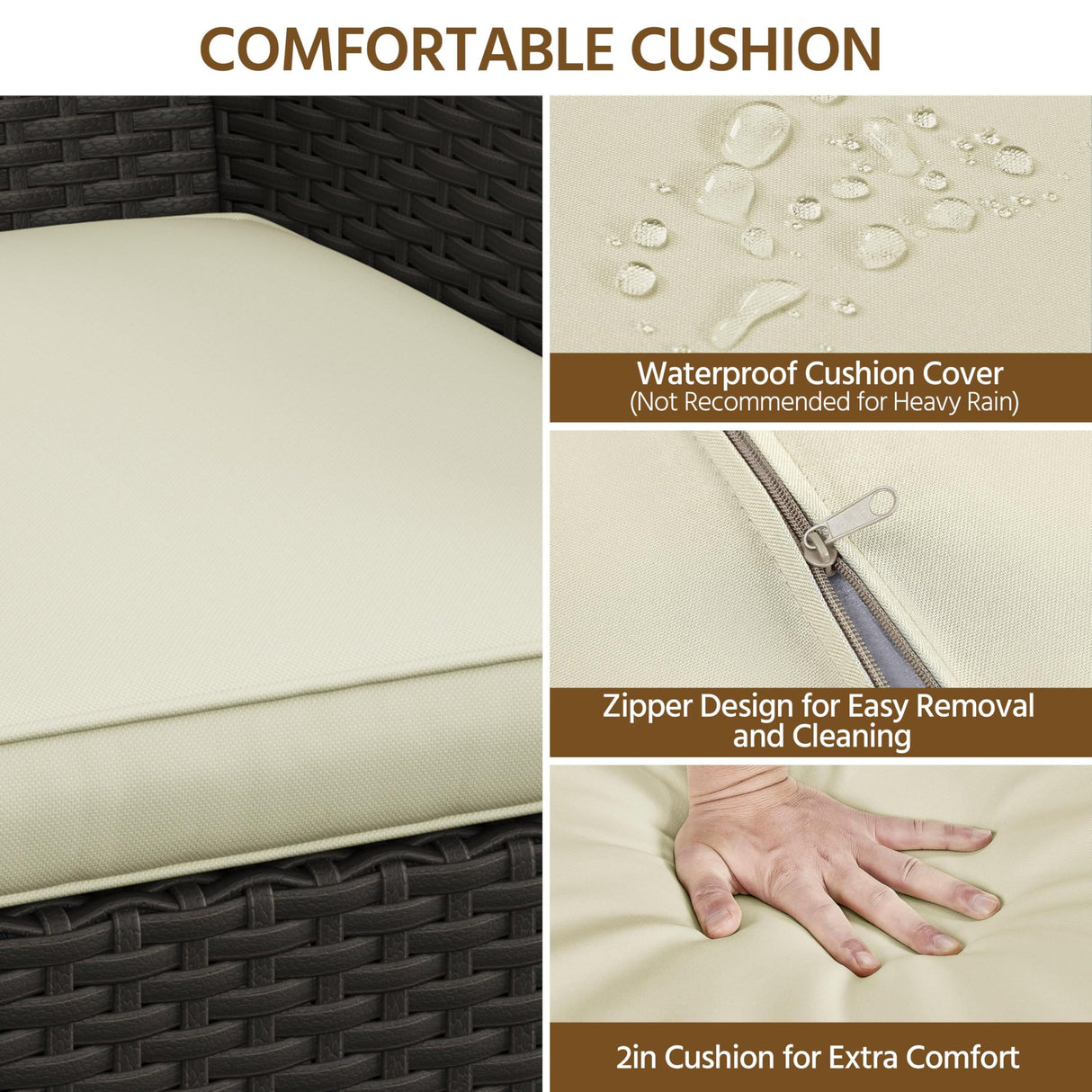 Yaheetech 5-Piece Patio Furniture Set, Outdoor Rattan 4 Dining Chairs & Tempered Glass Table with Umbrella Hole, for Garden Backyard Deck Balcony, Brown/Beige Yaheetech