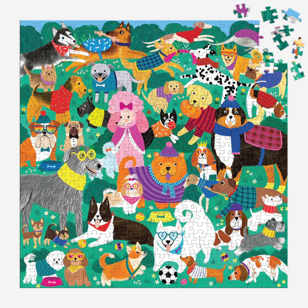 Mudpuppy Doggone Days β 500 Piece Family Puzzle with Colorful and Fun Illustrations of A Busy Dog Park Scene for Children Ages 8 and Up Mudpuppy