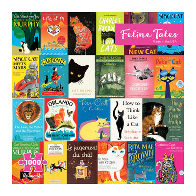 Re-Marks Feline Tales 1000-Piece Puzzle for All Ages, Cat Books Jigsaw Puzzle, Family Puzzle