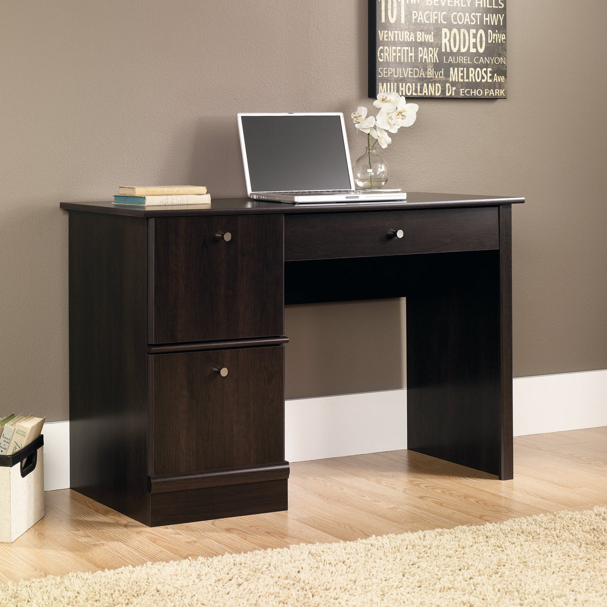 Sauder Computer Desk, Cinnamon Cherry Finish Sauder