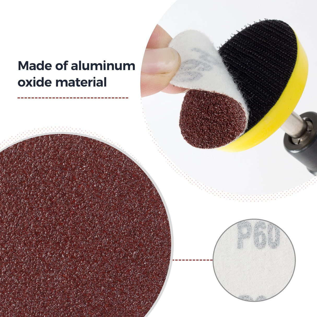 S SATC 100PCS 2 Inch Sanding Disc Hook and Loop Sandpaper 60 Grit Grinder Rotary Tools Attachment Aluminum Oxide Sanding Discs for Woodworking Wood Automotive Metal No-Hole S SATC