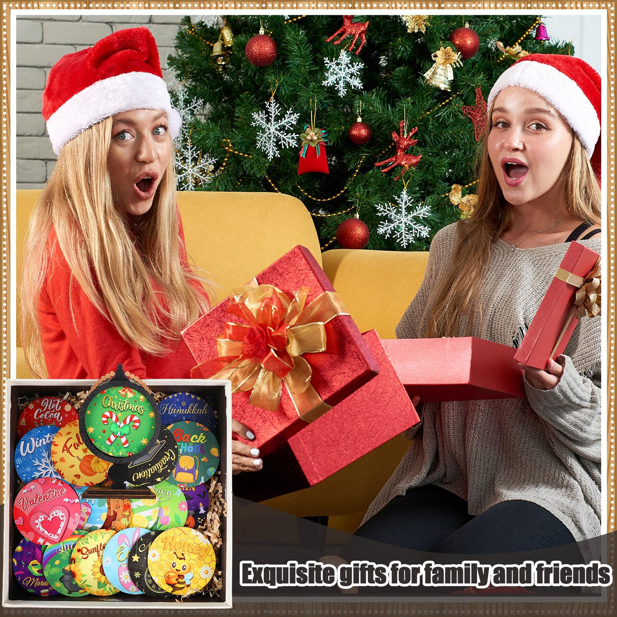 RattanView 21 Pcs Interchangeable Table Decor Wooden Seasonal Table Centerpieces Small Holiday Standing Sign Christmas Winter Home Decoration for Farmhouse Gifts RattanView