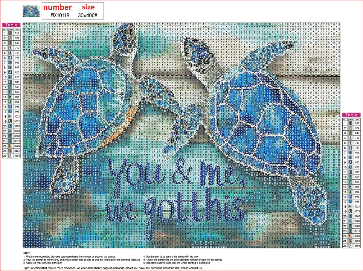 MXJSUA DIY Ocean Turtle Diamond Painting Kits for Adults, Diamond Gem Art Painting for Beginners, Diamond Picture with Full Round Drill Dots Craft Set Gift, 12 * 16 Inch MXJSUA