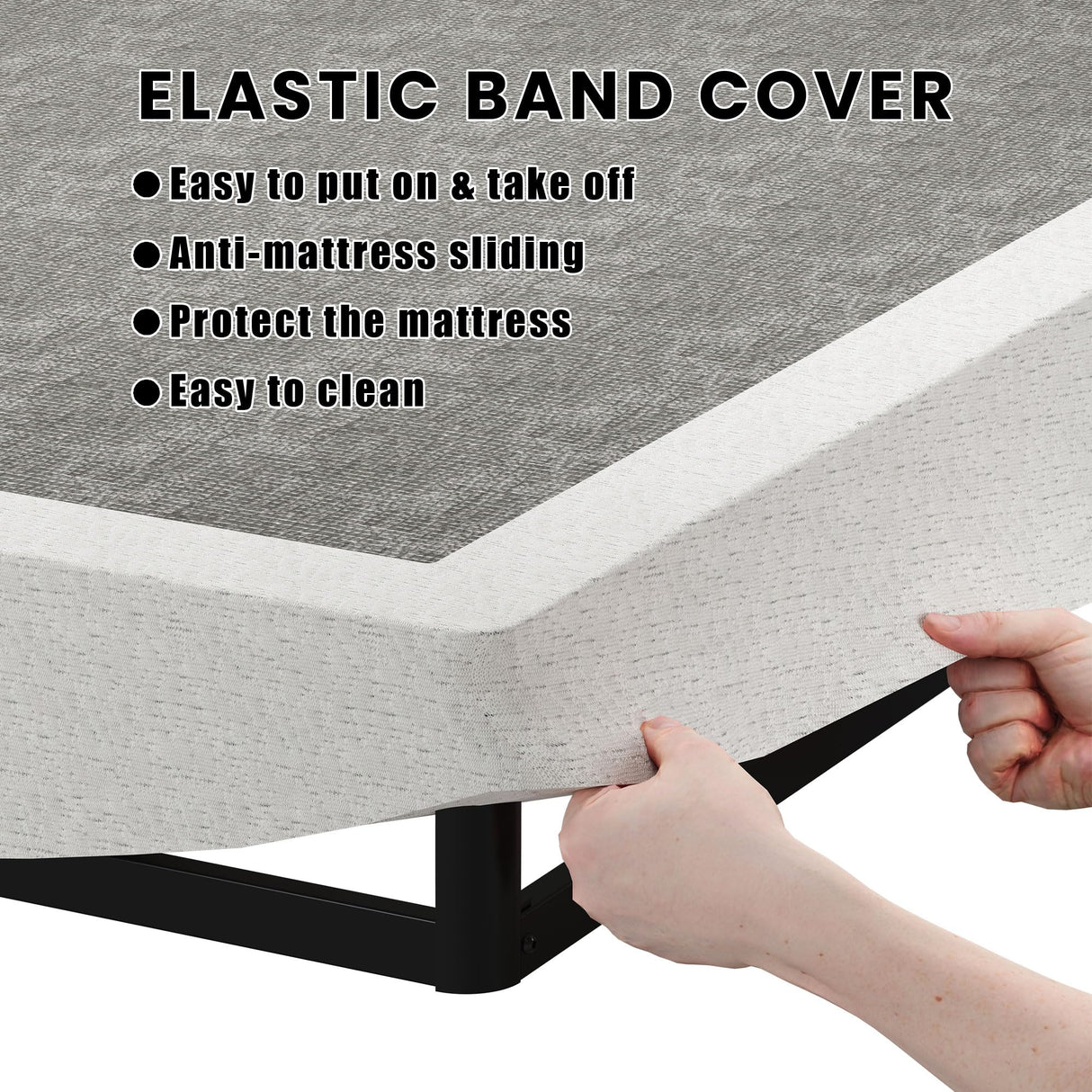 SHOANED Queen Size Box Springs - 3 Inch Low Profile Mattress Foundation No Noise Heavy Duty Metal Basics Bed Base with Clean Fabric Cover, Easy Assembly SHOANED