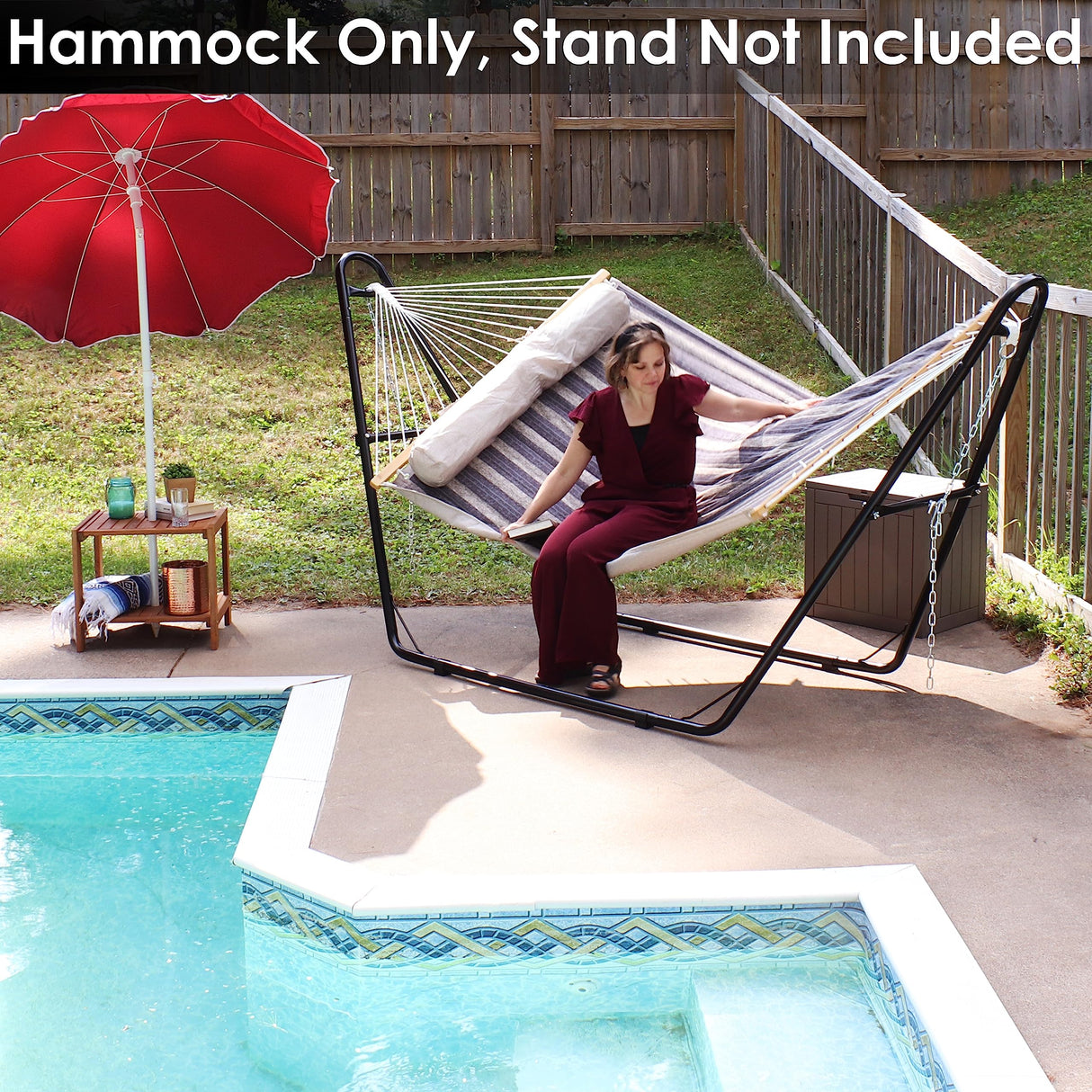 Sunnydaze Quilted Outdoor Hammock with Spreader Bars - Heavy-Duty 450-Pound Capacity Double Hammock for Outside - Mountainside Sunnydaze