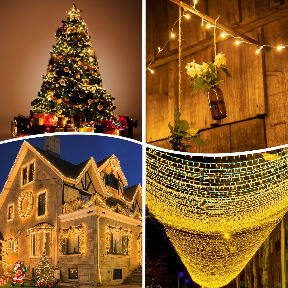 kemooie 500 LED Christmas Lights, 164FT 8 Lighting Modes Plug in Waterproof LED String Lights for Outdoor Christmas Tree Birthday Christmas Wedding Party Garden Balcony Decorations (Warm White) kemooie