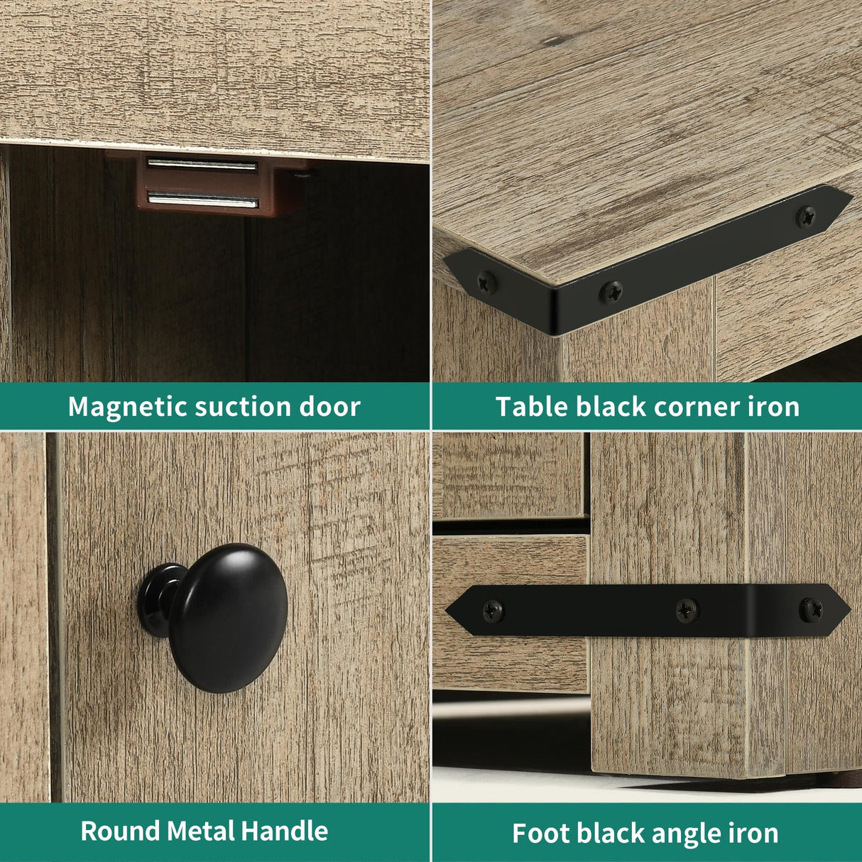 YITAHOME Farmhouse End Table with Charging Station, Nightstand Side Table Coffee Table with LED Lights Adjustable Shelf, End Table with Storage for Living Room, Bedroom, Old Oak YITAHOME