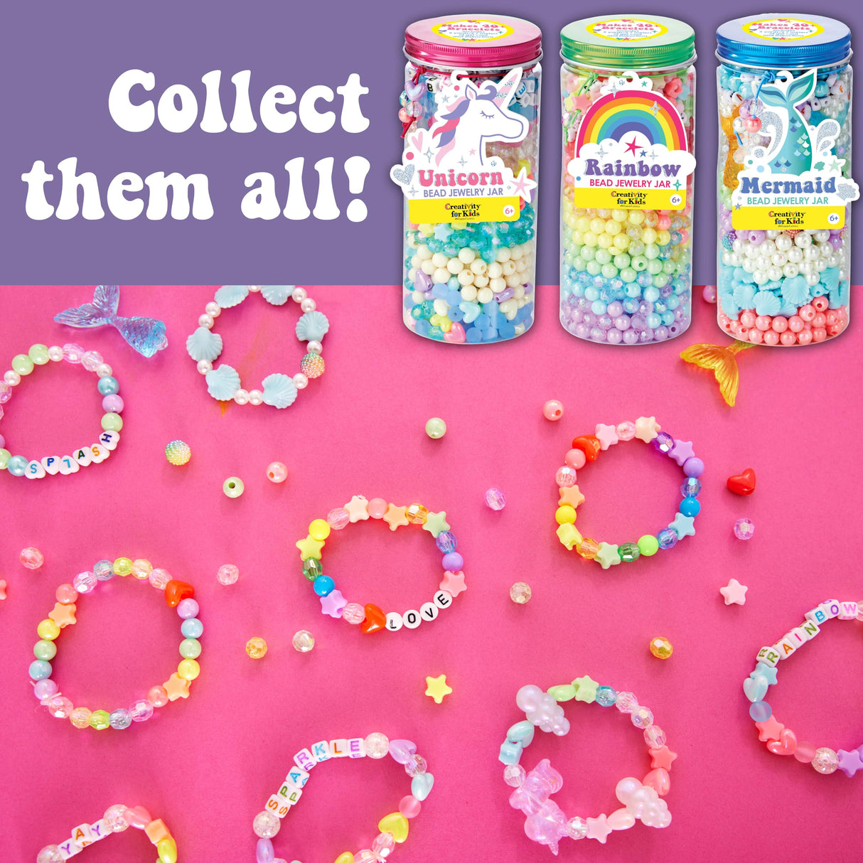 Creativity for Kids Rainbow Bead Jar Jewelry Making Kit: Makes 40+ Friendship Bracelets, DIY Crafts for Girls, Girls Gifts Ages 6-8+, Easter Basket Stuffers for Kids Creativity for Kids