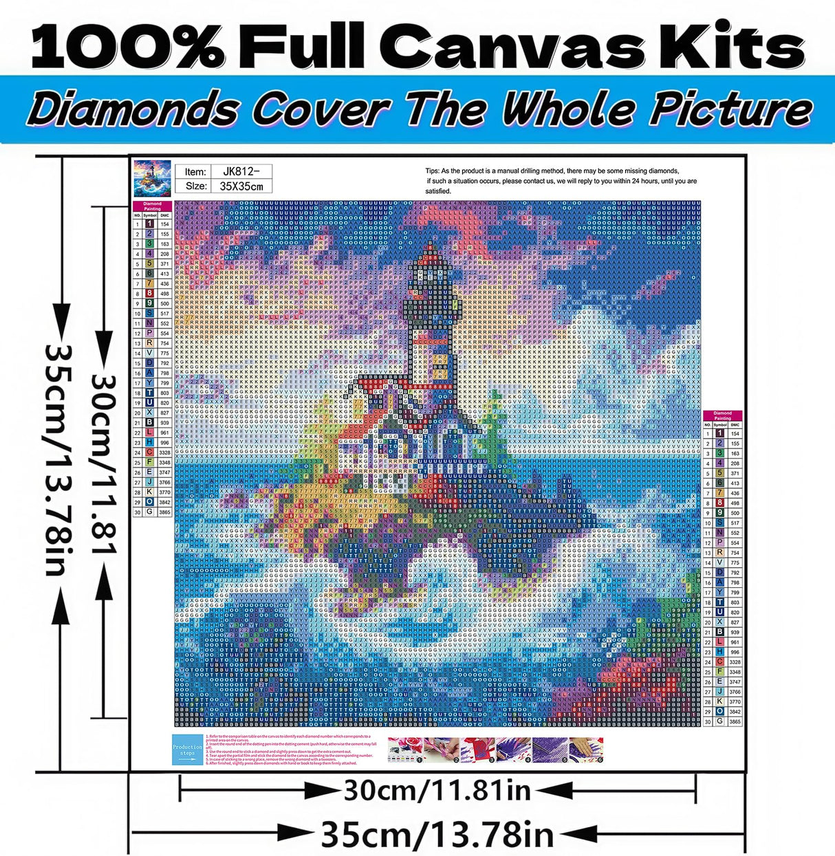 5D Diamond Art Kits for Adults Beginners Ocean Beacon,Sea Tower DIY Full Round Drill Diamond Painting Kits,Lighthouse Paint by Diamonds Dots Gem Art Easy,Home Wall Decor 14X14 Inch Acelii