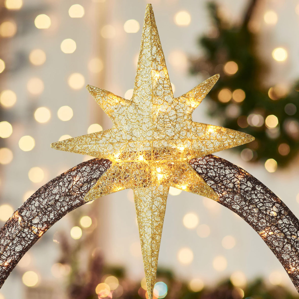 BlueWish Christmas Yard Decorations, 5FT Nativity Scene Outdoor, Lighted Christmas Ornaments with 150 Lights, 12 Zip Ties and 5 Ground Stakes, Nativity Set Outdoor for Holidays, Festivals, Gold BlueWish