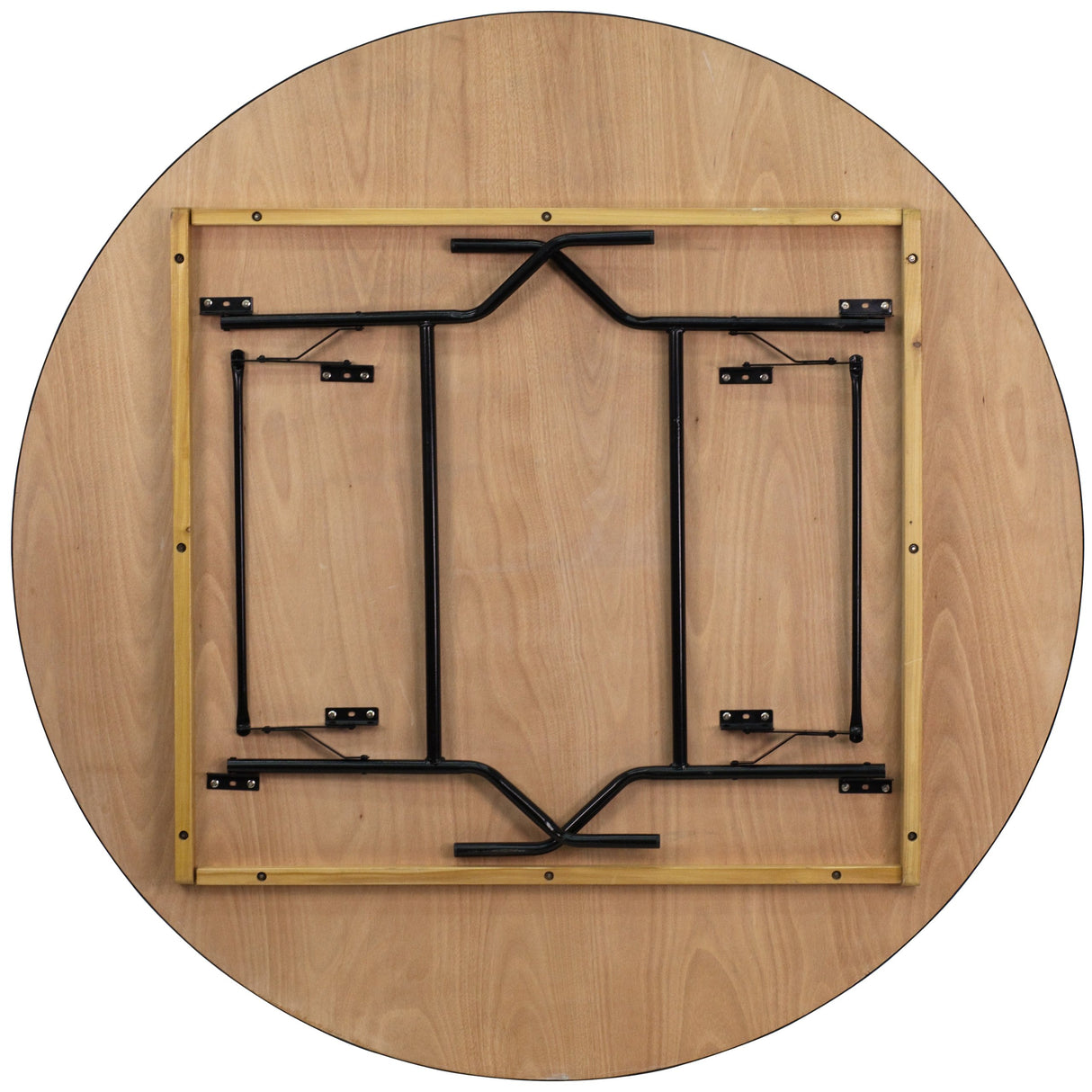 Flash Furniture Furman 6' Round All-Occasion Wood Folding Event Table, Foldable Round Portable Banquet Table with Wooden Top, Natural/Black Flash Furniture