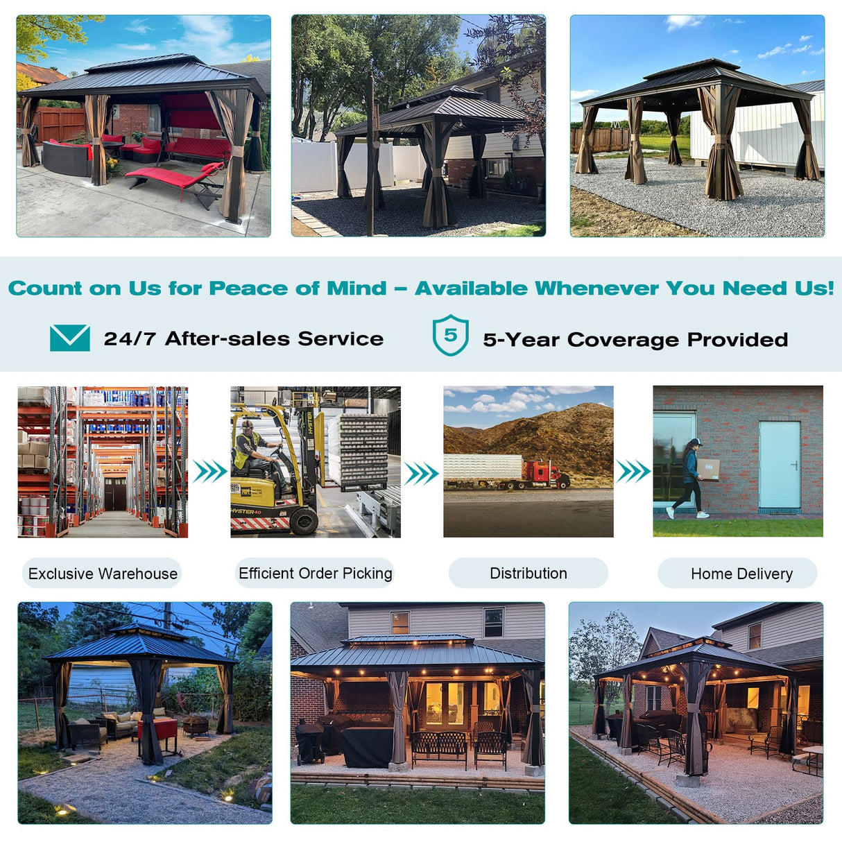 Domi 12' X 18' Hardtop Gazebo, Aluminum Metal Gazebo with Galvanized Steel Double Roof Canopy, Curtain and Netting, Permanent Gazebo Pavilion for Party, Wedding, Outdoor Dining, Brown domi outdoor living