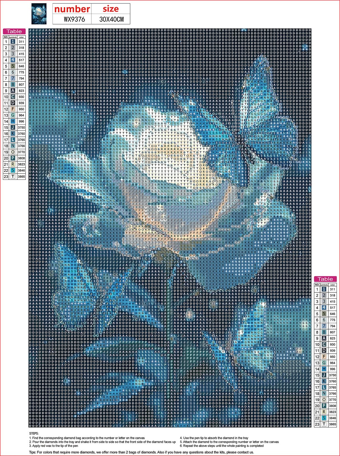 MXJSUA Blue Roses Diamond Painting Kits for Adults, 5D Blue Butterflies Diamond Art Kits for Beginners, DIY Full Drill Crystal Gem Painting Kits for Home Wall Decor 12x16 Inch MXJSUA