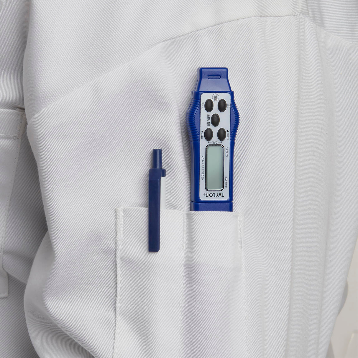 Taylor 9877FDA Compact Waterproof Digital Food Thermometer, 2.81 Inch Stem Length with an FDA Recommended 1.5mm Probe Diameter, NSF, Blue Taylor