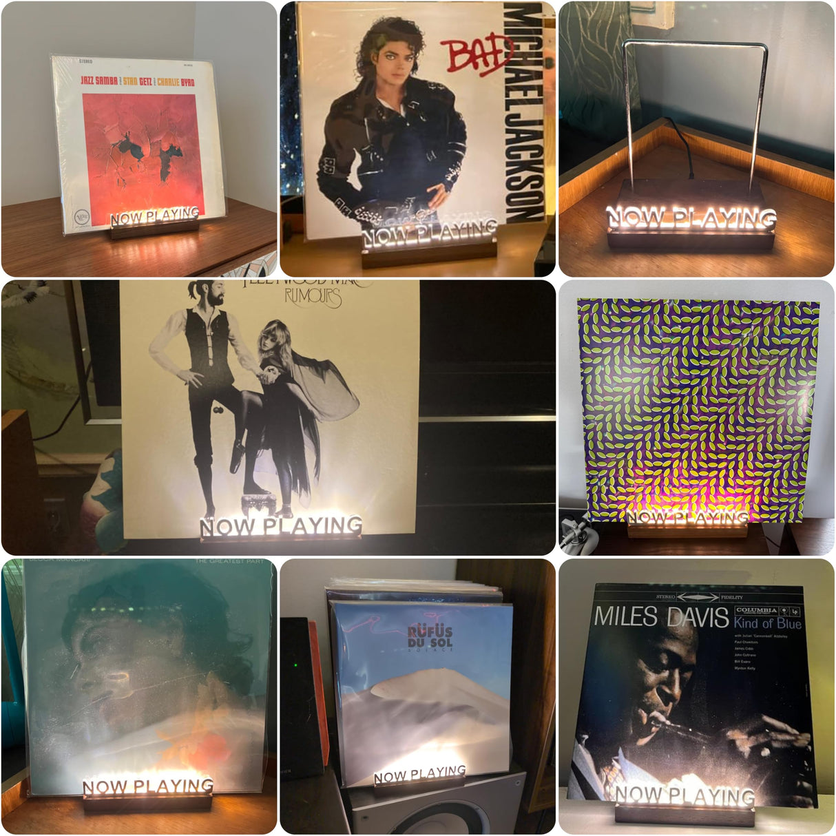 KORRTFID Now Playing Vinyl Record Stand, Vinyl Record Holder, Light Up Vinyl Record Display Stand, Vinyl Record Holder for Albums, Warm White Light with Fingerprint-Proof Acrylic Letters KORRTFID