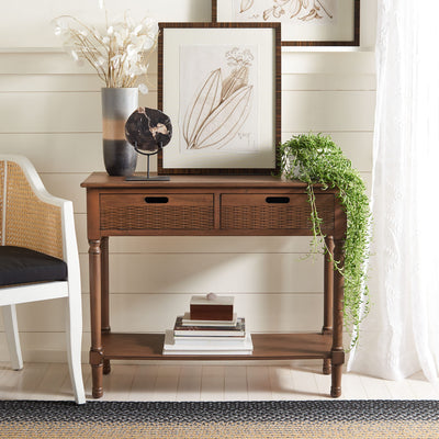 SAFAVIEH Home Collection Landers Brown 2-Drawer Console Table CNS5710C