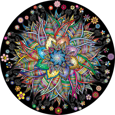 Bgraamiens Puzzle-Flower Whisper-1000 Pieces Round Puzzle Color Challenge Jigsaw Puzzles for Adults and Kids
