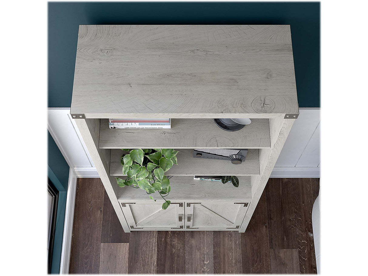 Cottage Grove 5-Shelf Tall Bookcase with Doors in Cottage White Bush Business Furniture