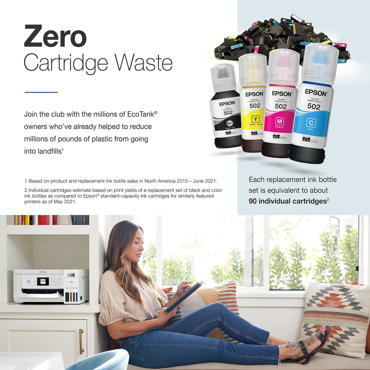 Epson EcoTank ET-2850 Wireless Color All-in-One Cartridge-Free Supertank Printer with Scan, Copy and Auto 2-Sided Printing – The Perfect Family Printer - White (Renewed) Epson