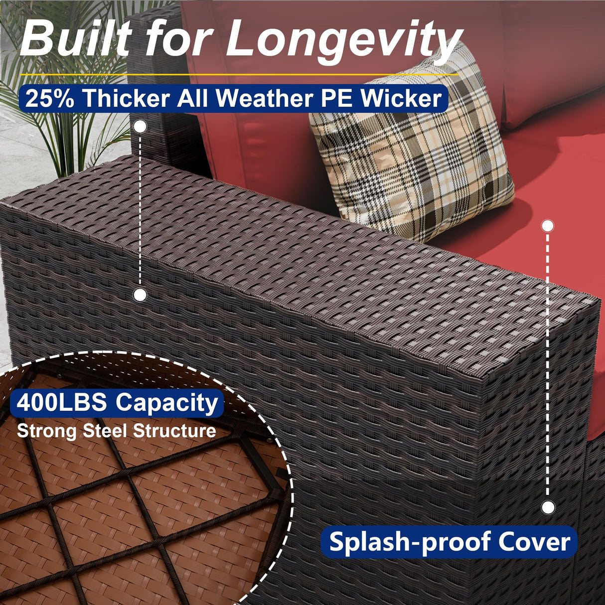 ASJMR 9 Pieces Patio Furniture Set with 2 Swivel Chairs Patio Furniture Outdoor Sectional Sofas Outdoor Patio Conversation Set - Red ASJMR